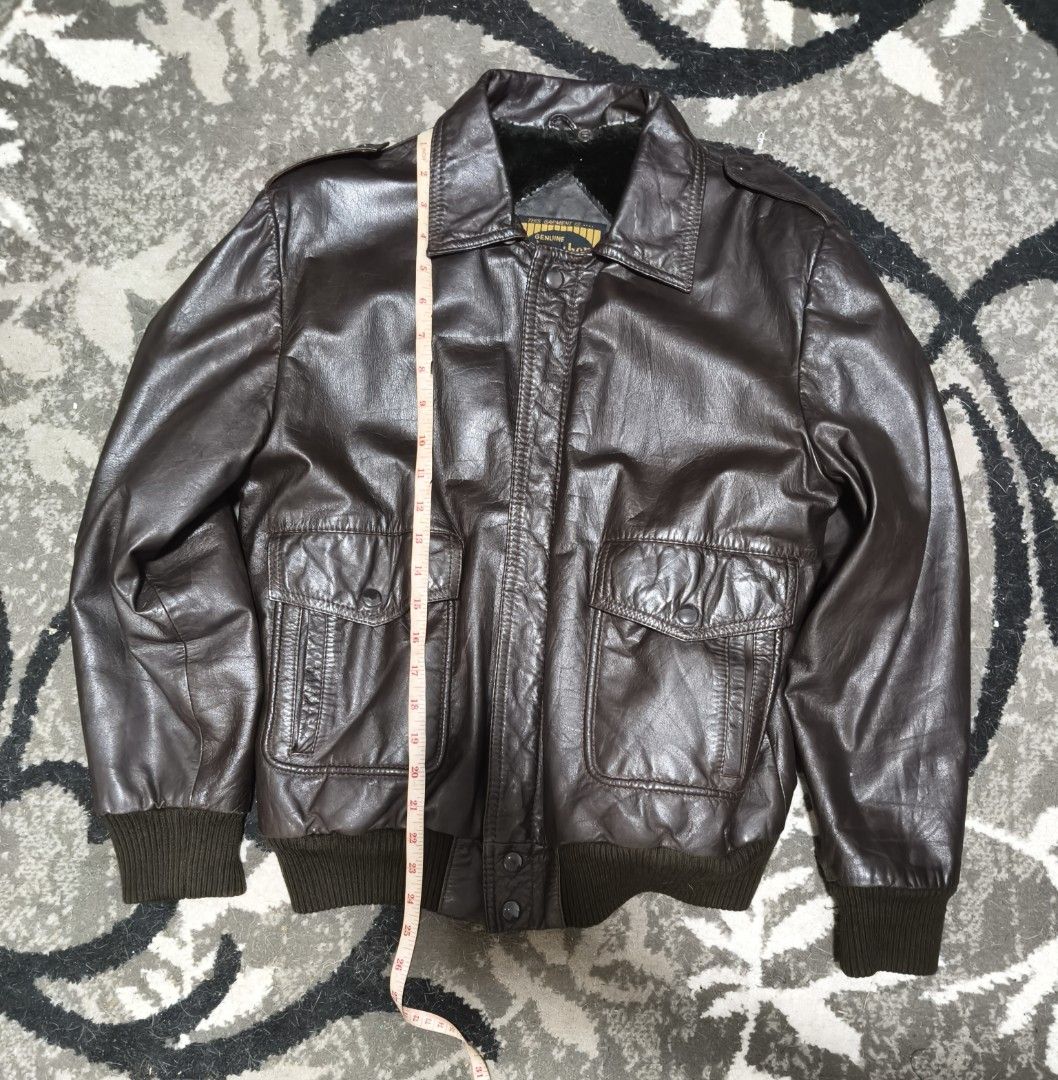 Vintage Genuine Leather Brown Bomber Flight Jacket (Category: Coats, Jackets and Outerwear) located in Manila. Submitted by vandel02974 (Listing ID 1468629651, Image 3). Description: - Genuine leather in dark brown - Classic pilot flight bomber jacket - LAST PRICE .