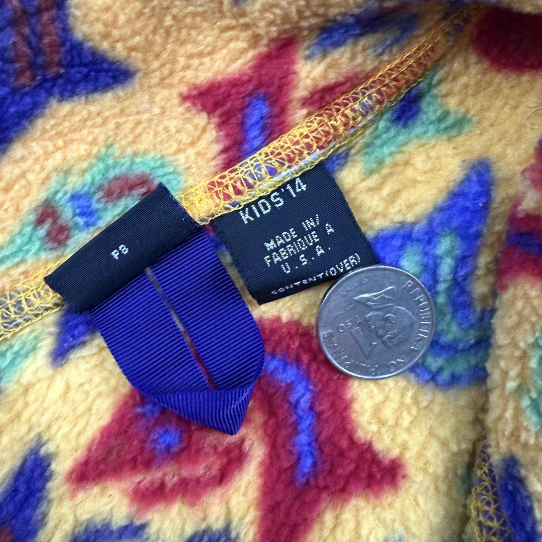 Vintage Patagonia synchilla Fleece Pullover (Category: Coats, Jackets and Outerwear) located in Cavite. Submitted by epiboie (Listing ID 1468568786, Image 3). Description: Vintage patagonia synchilla yellow with pattern Made in usa size xlarge youth 14 ( runs bigsize 22x25(26bqck) Color rate: 9.5/10 excellent condition No issue .
