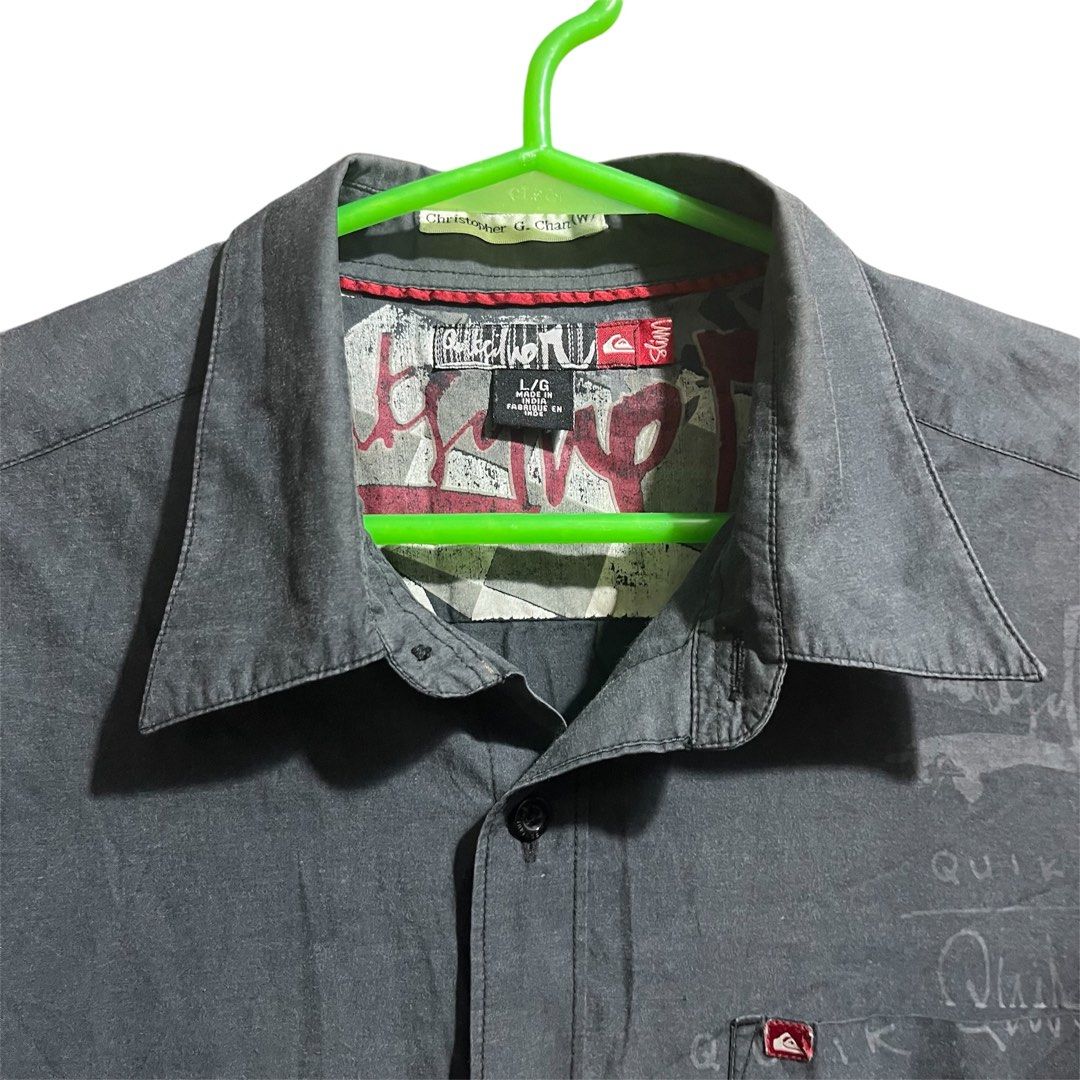 Vintage Quicksilver Graffiti Graphic Long Sleeve Button Up (Category: Activewear) located in Taguig. Submitted by aperturestudios.co (Listing ID 1468625810, Image 2). Description: L on tag Color may vary due to lighting Good Condition Color Rate: 9/10 No Issue ₱599 + sf.