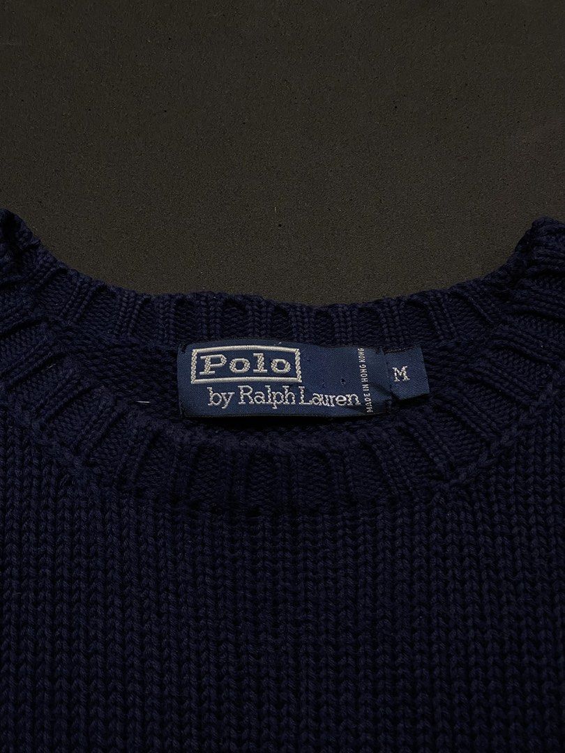 Vintage Ralph Lauren Navy Blue Basic Logo Knitted Sweater (Category: Coats, Jackets and Outerwear) located in Quezon City. Submitted by rlphvncntbs (Listing ID 1468514133, Image 3). Description: Vintage Ralph Lauren Navy Blue Basic Logo Knitted Sweater Size: Medium on Tag, Fits Boxy Large Measurements: 23" x 27.5" Excellent Condition ₱3,000 + SF (Negotiable).