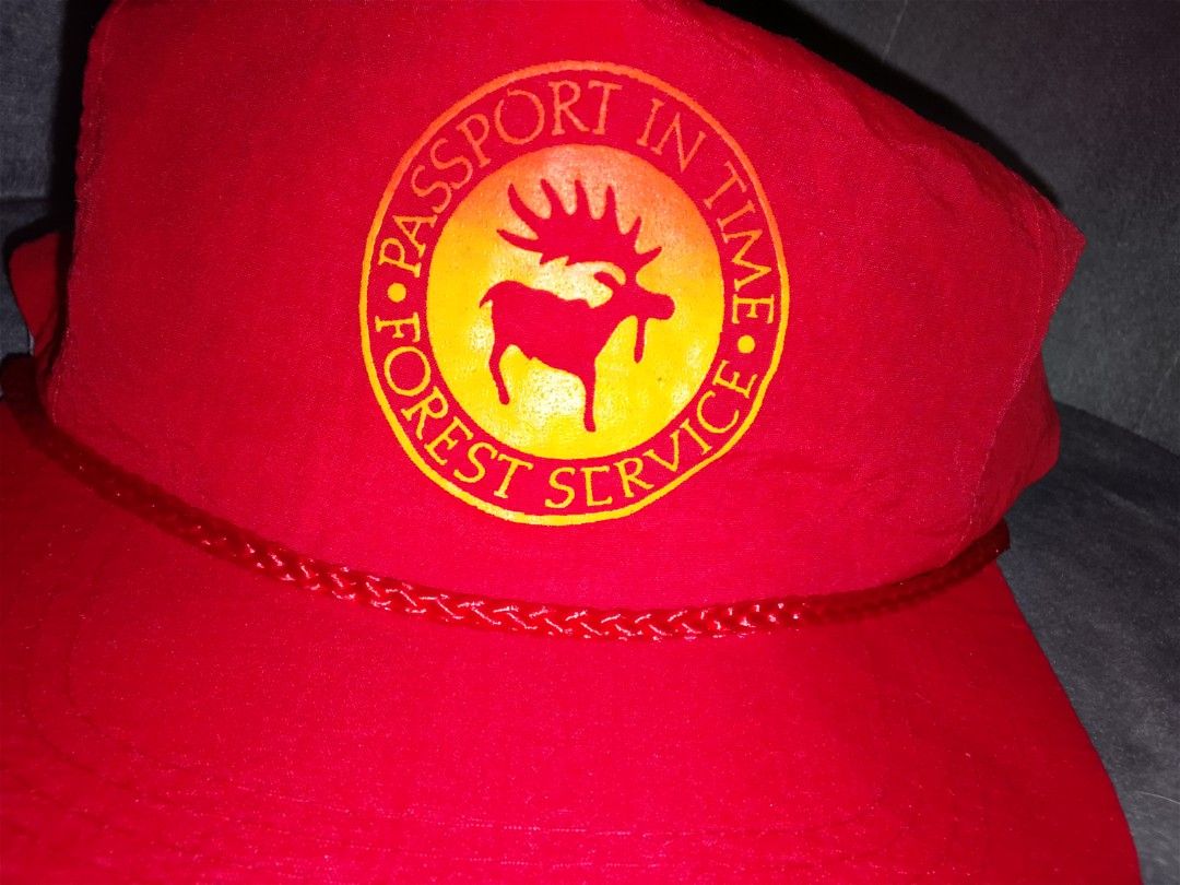 Vintage Red Forest Service Nylon Cap with Moose Logo (Category: Caps & Hats) located in Binangonan. Submitted by yuristalin888 (Listing ID 1468615429, Image 3). Description: Add a classic outdoor look to your style with this bright red vintage-inspired nylon cap featuring a yellow “Passport in Time – Forest Service” moose emblem and decorative braided rope trim. Made from 100% nylon, it has a curved brim and an adjustable snapback closure for a c