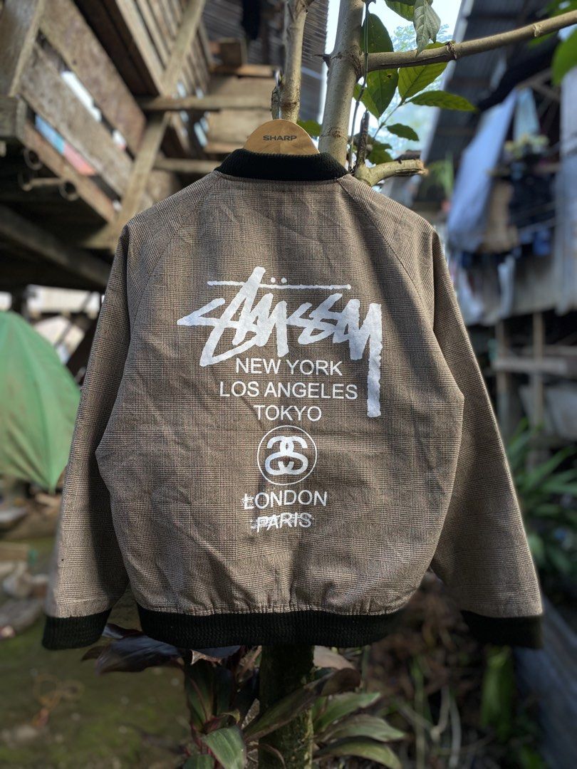 Vintage Stussy Jacket ( Bootleg ) (Category: Coats, Jackets and Outerwear) located in Cagwait. Submitted by roundsociety_ph (Listing ID 1468571066, Image 2). Description: Wool type of fabrics with multiple pinhole but still presentable looks Solid nito.