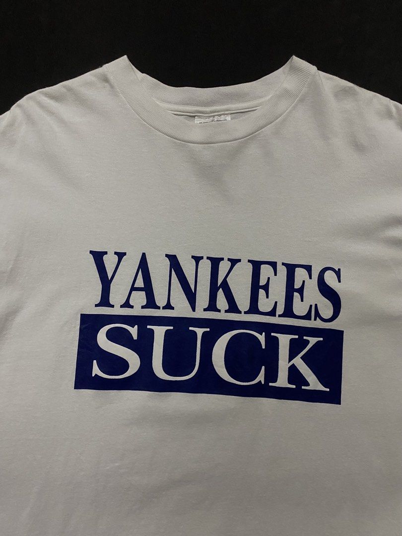 Vintage "Yankees Suck" Statement Tee (Category: Tshirts & Polo Shirts ) located in Quezon City. Submitted by rlphvncntbs (Listing ID 1468510656, Image 2). Description: Vintage "Yankees Suck" Statement Tee Size: Medium on Tag, Fits Large Measurements: 22" x 29.5" Excellent Condition Made In Mexico Info Tag ₱1,500 + SF (Negotiable).