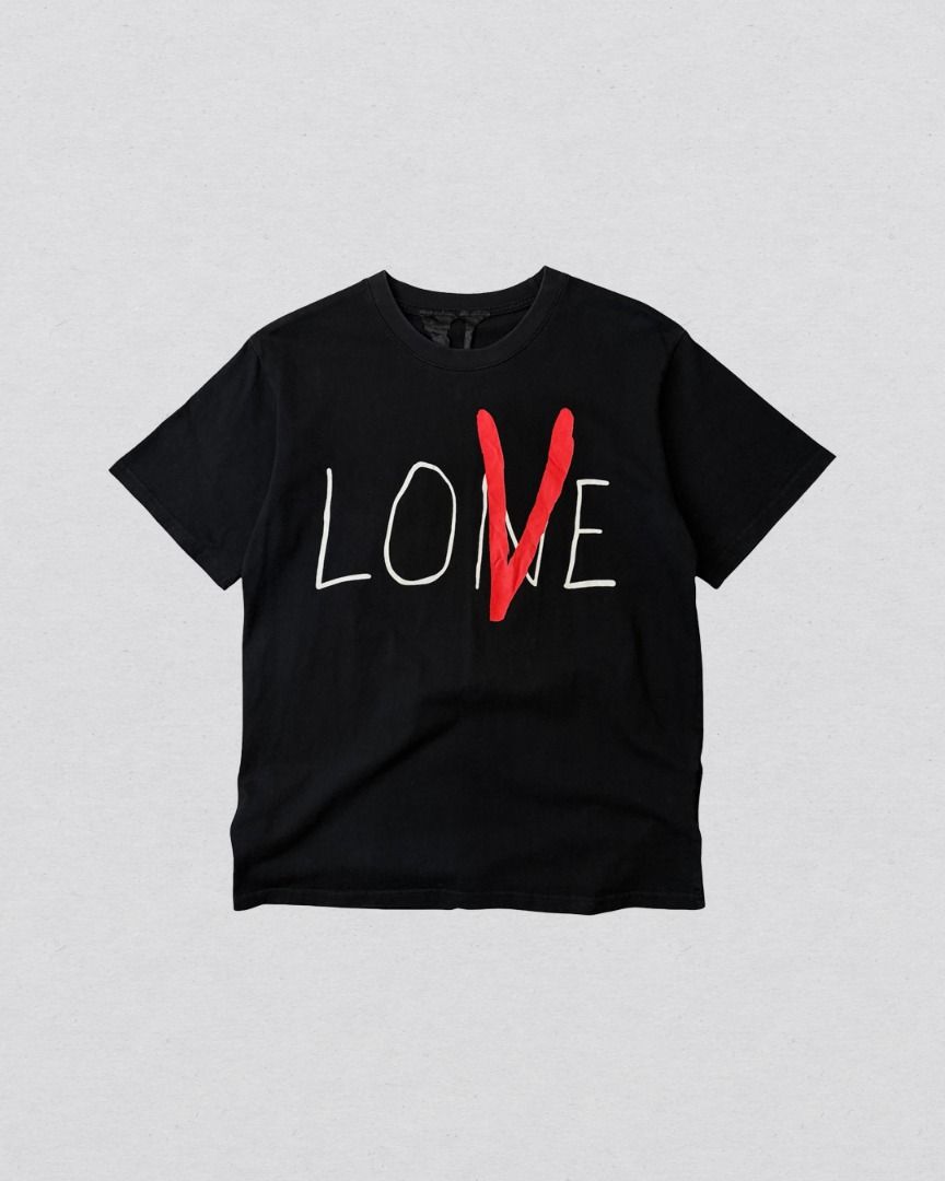 Vlone Black Love tee shirt (Category: Tshirts & Polo Shirts ) located in Cabanatuan. Submitted by argarments.ph (Listing ID 1468565810, Image 1). Description: Tagged: Large on tag Width 21" | Length 28" Condition: Great condition Issue(s): -.