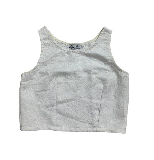 White Floral Jacquard Crop Top (Category: Sleeveless) located in Manila. Submitted by dechlotter_ (Listing ID 1468631908, Image 1). Description: .