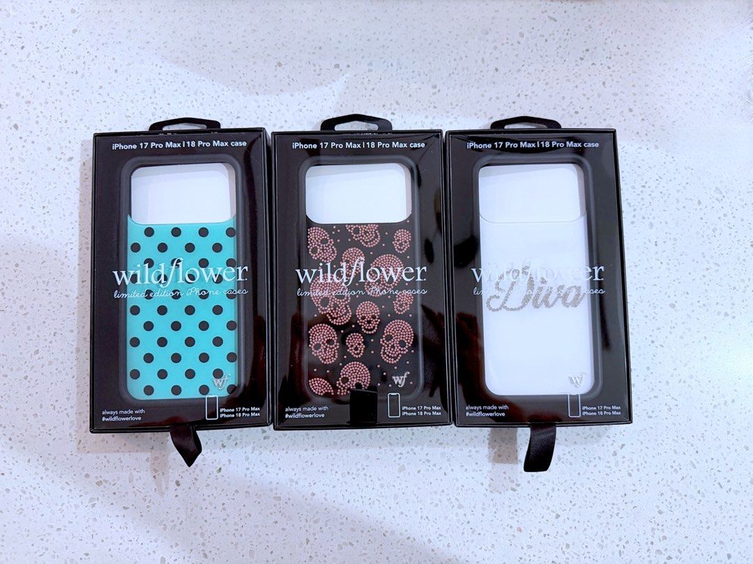 Wildflower case 18 PRO MAX (Category: Cases & Sleeves) located in Taytay. Submitted by sfg280926 (Listing ID 1468575394, Image 1). Description: Polka ₱2800 Skull ₱3400 Diva sold ❌ All bnew.