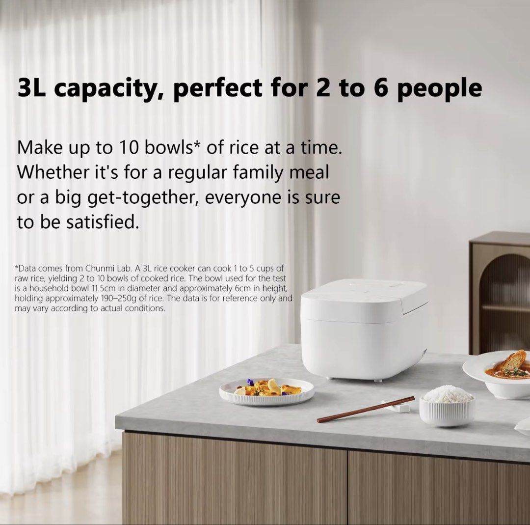 Xiaomi 3L Smart Multifunctional Rice Cooker (Category: Cookers) located in Taguig. Submitted by mommydeclutters (Listing ID 1468583788, Image 2). Description: - Model: Xiaomi 3L Smart Multifunctional Rice Cooker (MFB120A-1 Global Version) - Condition: Clean exterior, well-maintained, clear control panel - Capacity: 3L with durable aluminum alloy inner pot - Smart Features: App control, smart link, and 24-hour delay timer - Functions: 8 versatile 