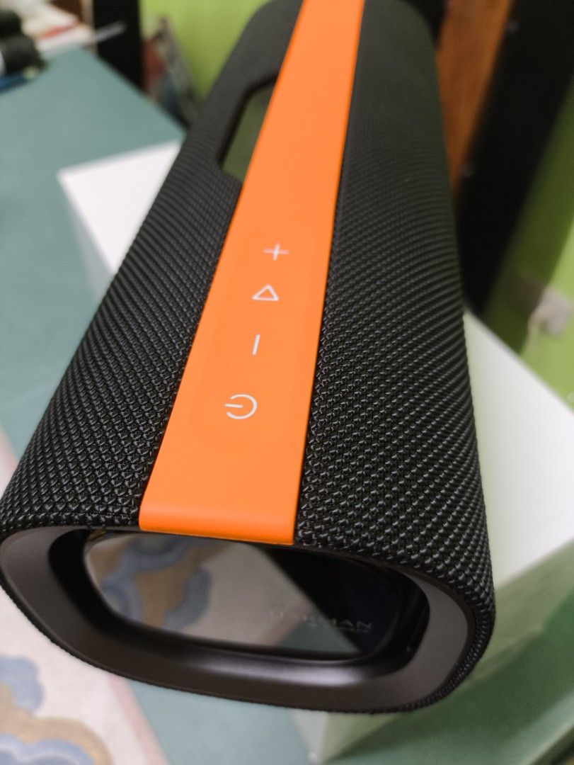 Xiaomi Sound Party Bluetooth Speaker (Category: Soundbars, Speakers & Amplifiers) located in Manila. Submitted by jamilarag34702 (Listing ID 1468526156, Image 2). Description: - Brand: Xiaomi Sound Party Wireless Speaker - Color: Black with a sleek orange accent stripe - Sound Quality: Harman AudioFX tuning on side drivers for immersive audio - Controls: Easy-to-use top strip buttons (Volume Up, Play/Pause, Volume Down, Power) - Packaging: Origin