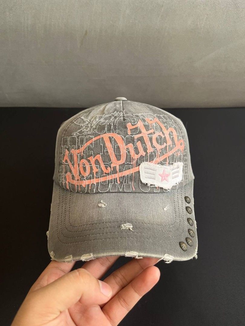 Y2K DISTRESSED VON DUTCH STUDDED CAP (Category: Caps & Hats) located in Quezon City. Submitted by ezpc.thrift (Listing ID 1468517095, Image 2). Description: ISSUE: NONE CONDITION: EXCELLENT SIZE: ONE SIZE FITS MOST DM FOR MORE INQUIRIES.