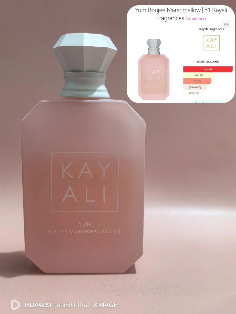 YUM BOUJEE MARSHMALLOW 100ML PARTIAL (Category: Fragrance & Deodorants) located in Makati City. Submitted by craftymondayfrags (Listing ID 1468637152, Image 1). Description: KAYALI YUM BOUJEE MARSHMALLOW 100ML PARTIAL WITH BOX.