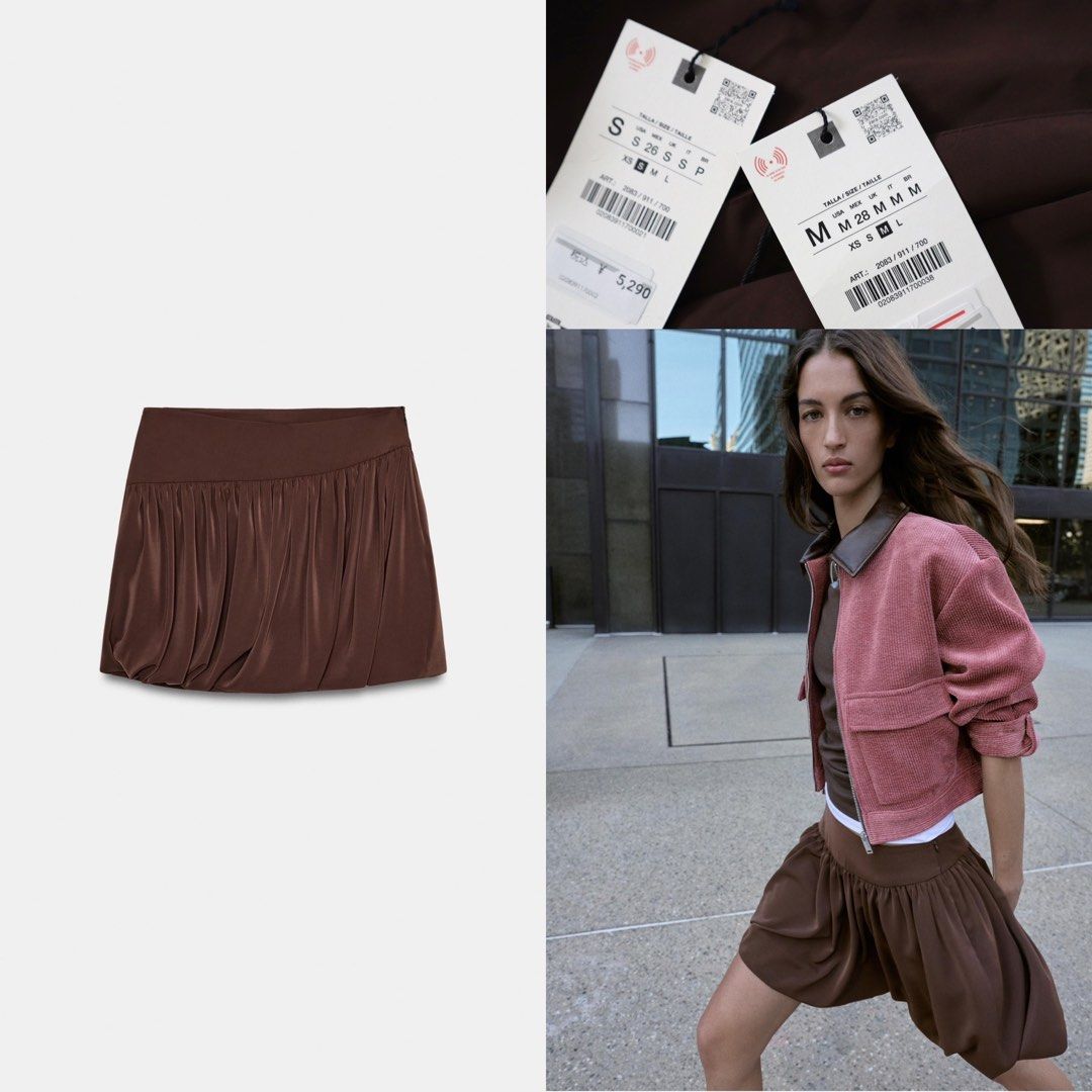 ZARA balloon mini skirt (Category: Skirts) located in Malolos. Submitted by topicksph (Listing ID 1468691626, Image 1). Description: ZARA balloon mini skirt size S M | Php 845 from JPY5,290 Model height: 183 cm High-waist short skirt with voluminous hem. Invisible side zip fastening. OUTER SHELL 100% polyester LINING 100% polyester.
