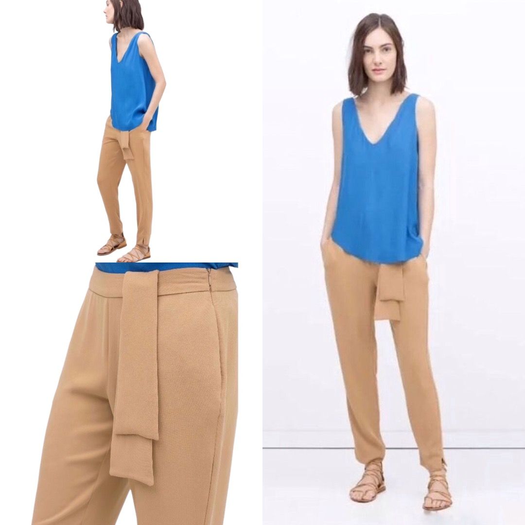 ZARA CAMEL PANTS 31 (Category: Other Bottoms) located in Marikina City. Submitted by minimalistmanila (Listing ID 1468640294, Image 2). Description: New Zara camel brown tapered pants. Bought in Zara London. Large, fits 31 waist. 37 inches length. Not stretchy. Relaxed fit. Never used. Order now! .