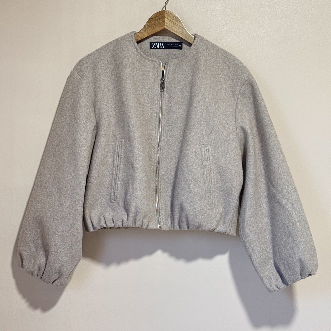 Zara Soft Bomber Jacket (Category: Coats, Jackets and Outerwear) located in Surigao. Submitted by nenafuentes (Listing ID 1468712492, Image 3). Description: Used only thrice during our japan trip Fits S-M Elastic cuffs and hem With inner lining Front pockets are not functional No to low ballers.