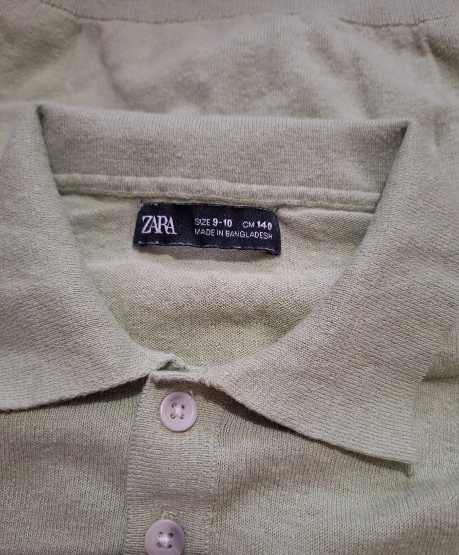 ZARA Soft Knit Polo Shirt (Category: Babies & Kids Fashion) located in Quezon City. Submitted by ilovebigbrands (Listing ID 1468587463, Image 2). Description: My son used it once when he was 8yo. Size on tag is 9 to 10 yo. Very soft knit material. With stain. (please check last photo)..
