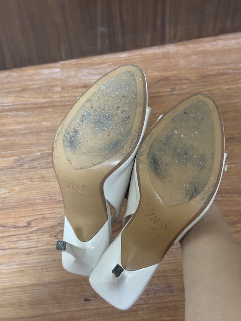 Zara White Slingback Heels Size 38 (Category: Heels) located in Manila. Submitted by chstnjmc (Listing ID 1468678559, Image 2). Description: Used 2x RFS: not really my size.
