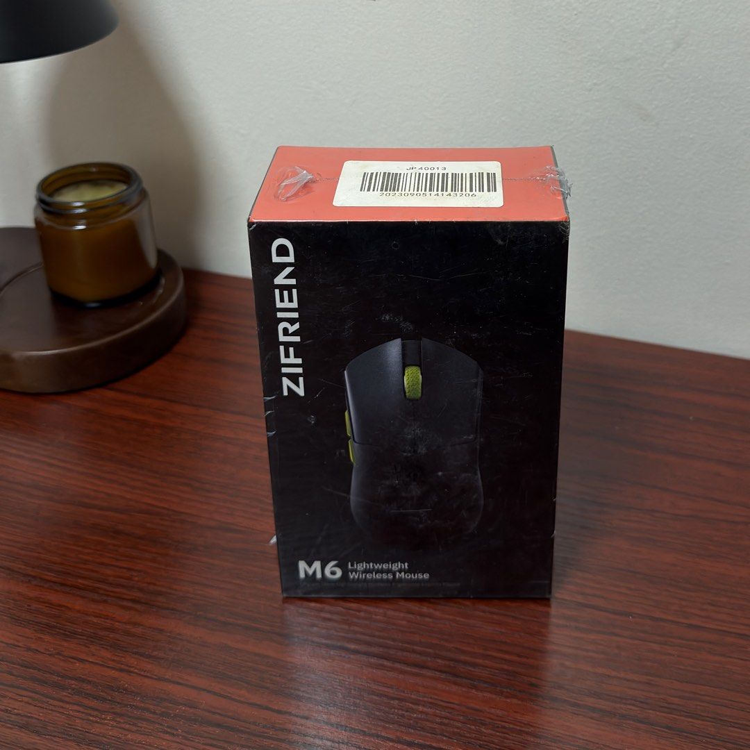 Zifriend M6 Lightweight Wireless Mouse (Black) (Category: Mouse & Mousepads) located in Quezon City. Submitted by teejcoching (Listing ID 1468541901, Image 3). Description: - Condition: Brand new, still sealed in original packaging - Black - Weight: Ultra-lightweight at only 58 grams - Connectivity: Tri-mode (Bluetooth 5.0, 2.4G wireless, and wired Type-C) - Performance: 26000 DPI optical sensor, 650 IPS tracking, and 50G acceleration - Battery L