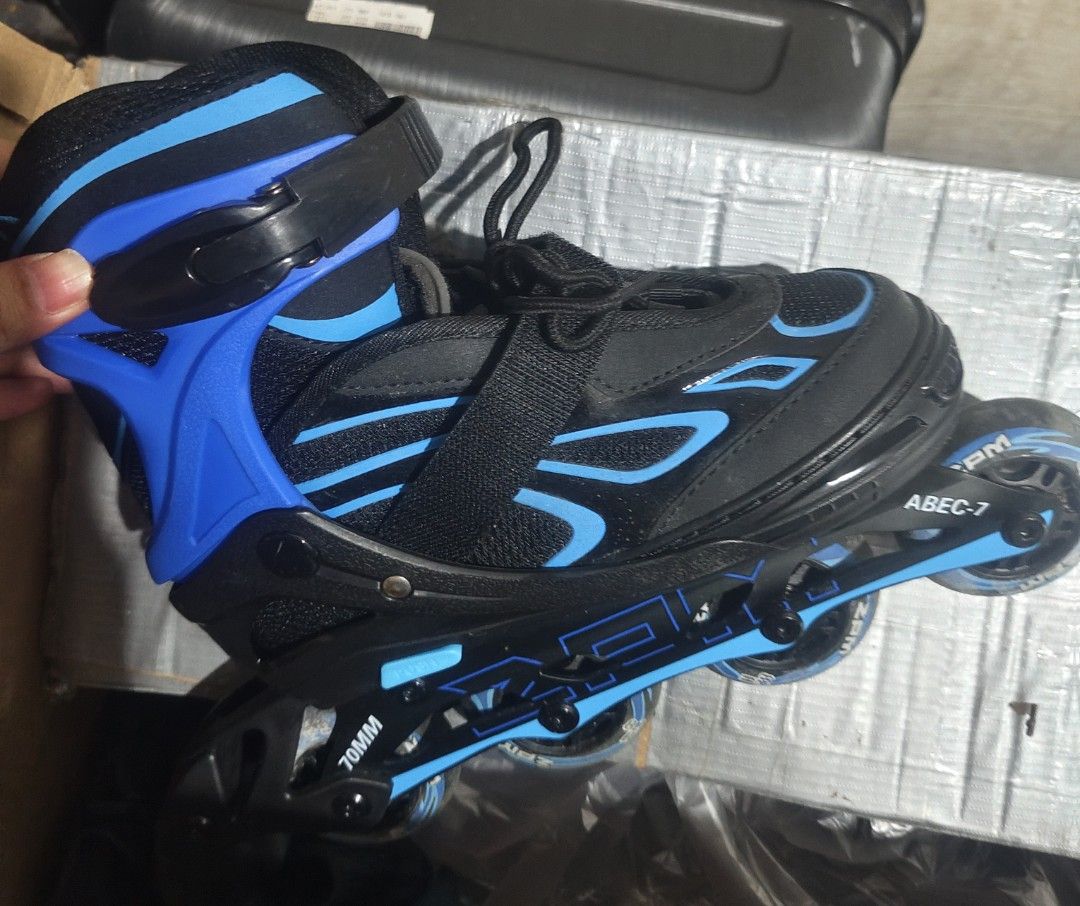Zpm Sports Inline Skates Black Blue Medium (Category: Skates, Rollerblades & Scooters) located in San Mateo. Submitted by usedgoodstuffs (Listing ID 1468624660, Image 1). Description: - Brand/Model: Zpm Sports Inline Skates - Color: Black and Blue - Size: Medium (EU 33-36 / US 1Y-4Y, length 205-225 mm) - Performance: Smooth-rolling 70mm wheels with ABEC-7 bearings - Secure Fit: Laces, velcro strap, and sturdy ankle buckle closure - Materials: Bre