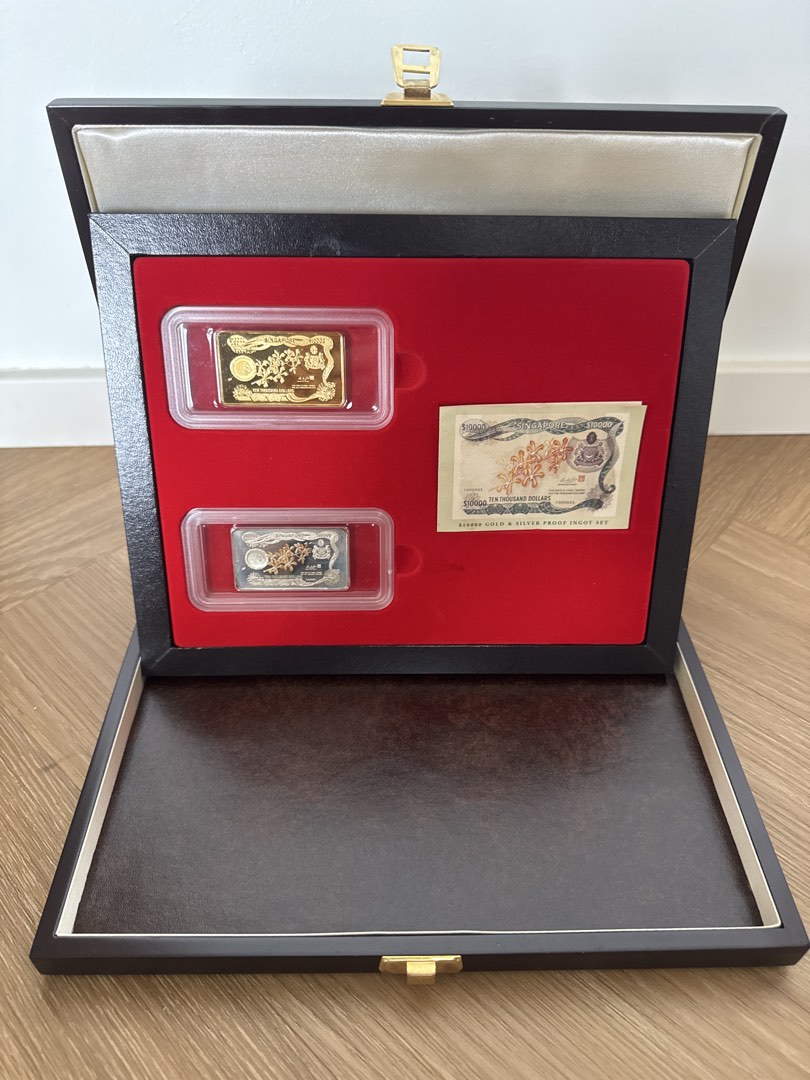 $10000 Orchid Currency Note 999 Fine Gold & Silver Proof Ingot Set ...
