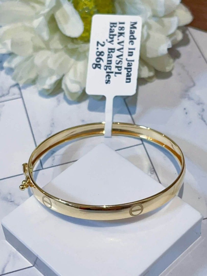 18k Japan gold kids bangle (Category: Bracelets) located in Manila. Submitted by bhelgoldseller2ndaccount (Listing ID 1468842692, Image 2). Description: New!!✨New!!✨New!! Authentic 18k Japan Golds 💯pawnable/naisasanla 💯with high appraisal rate 💯good investment 💯Direct supplier price 👉OPEN for resellers 🌺please take time to evaluate their actual sizes and grams 👉Best panggift for all occasions ✅ Sold per grams not per piece Kya lowest price