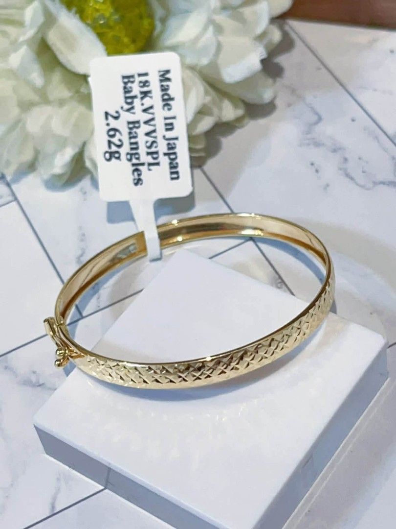 18k Japan gold kids bangle (Category: Bracelets) located in Manila. Submitted by bhelgoldseller2ndaccount (Listing ID 1468842692, Image 1). Description: New!!✨New!!✨New!! Authentic 18k Japan Golds 💯pawnable/naisasanla 💯with high appraisal rate 💯good investment 💯Direct supplier price 👉OPEN for resellers 🌺please take time to evaluate their actual sizes and grams 👉Best panggift for all occasions ✅ Sold per grams not per piece Kya lowest price