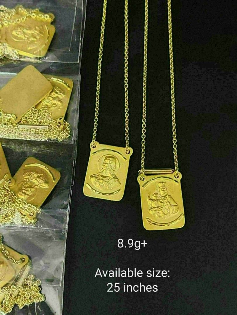 18k Saudi gold scapular necklaces (Category: Necklaces) located in Manila. Submitted by bhelgoldseller2ndaccount (Listing ID 1468733737, Image 1). Description: New!!✨New!!✨New!! Authentic 18k Saudi Golds 💯pawnable/naisasanla 💯with high appraisal rate 💯good investment 💯Direct supplier price 👉OPEN for resellers 🌺please take time to evaluate their actual sizes and grams 👉Best panggift for all occasions ✅ Sold per grams not per piece Kya lowes