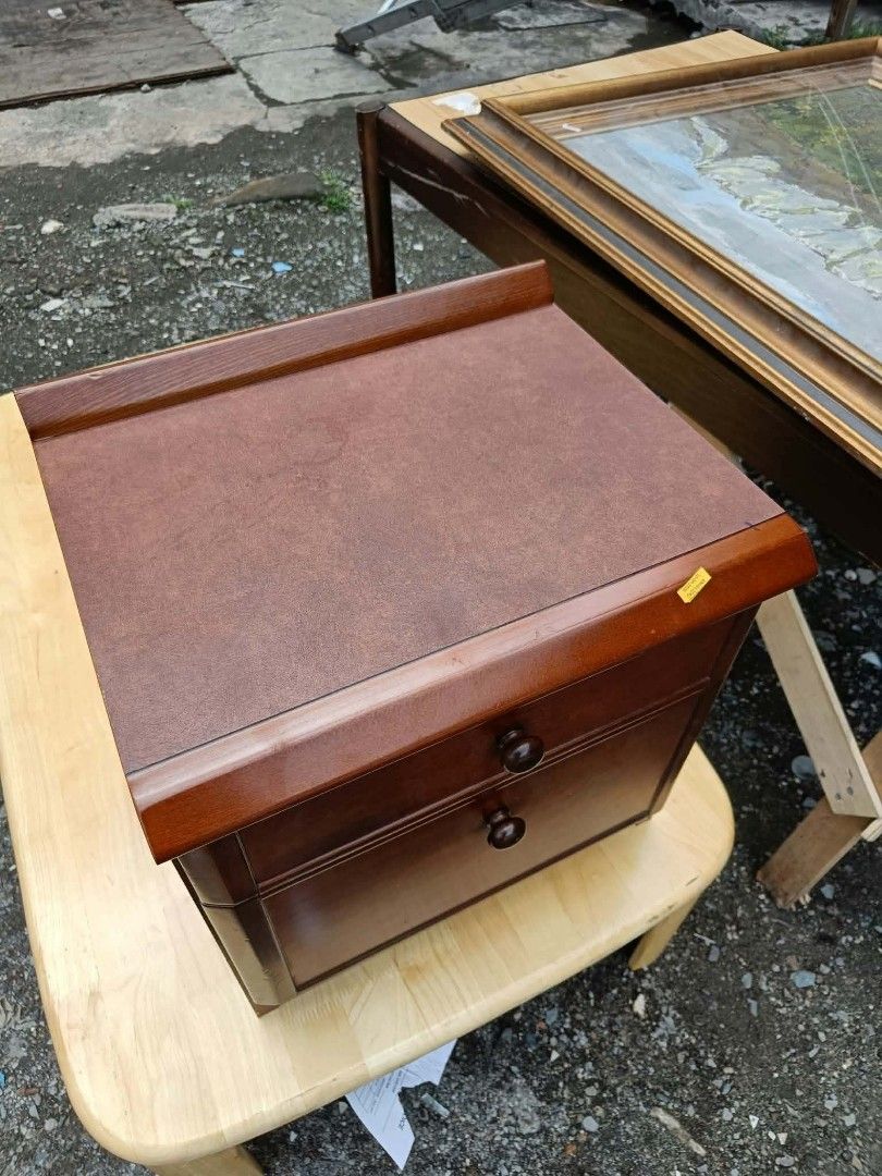 2-drawer wooden nightstand /bedside table (Category: Shelves, Cabinets & Racks) located in Paranaque City. Submitted by jhedplus (Listing ID 1468866968, Image 2). Description: Please read! For sure buyer only! NO COD/COP No reservation The items will be sold to the first payer w/o prior notice. Verbal reservations are not acceptable. Note: All items are vintage. Please manage your expectations accordingly. G cash payment. Shipping via Lalamove Me