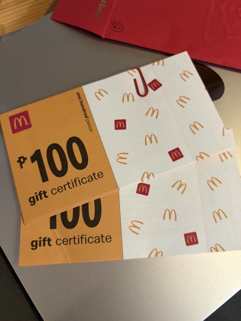 2K worth of Mcdo GCs (Category: Other Food & Drinks) located in Manila. Submitted by kimcath (Listing ID 1468868599, Image 1). Description: Selling 2K worth of mcdo gift certs no expiry won at a raffle/ as a prize.