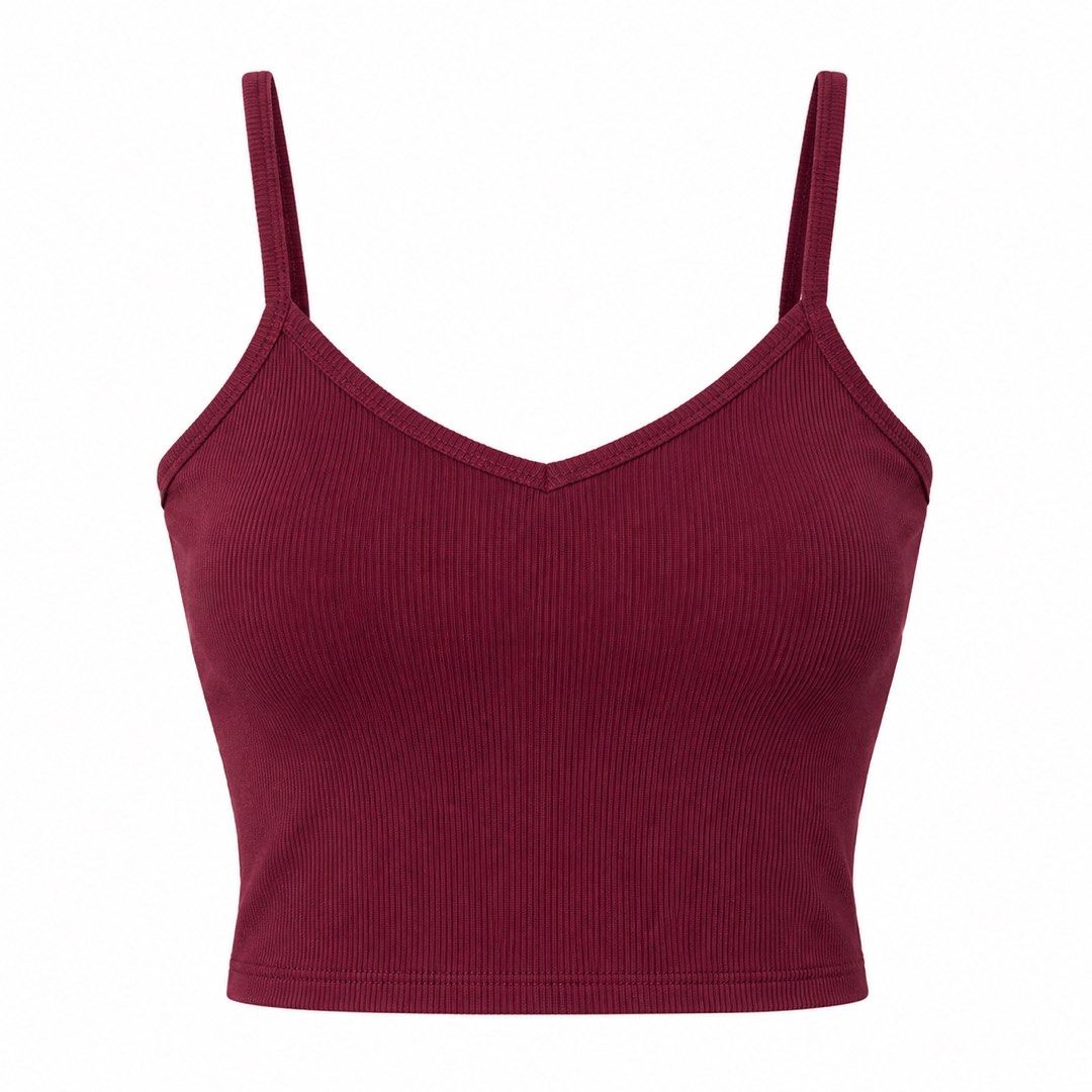 2pcs Ribbed V-Neck Crop Tank Top Bundle Maroon and Blue (Category: Sleeveless) located in San Ildefonso. Submitted by rgdeclutters (Listing ID 1468748414, Image 1). Description: L - 11" W - 14".