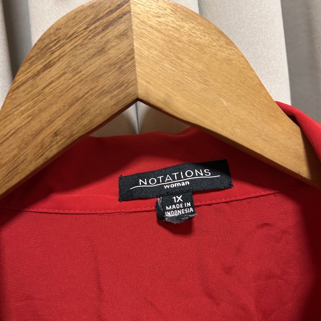 2XL Notations Red Short Sleeve Top (Category: Blouses) located in Rizal. Submitted by from99abovecloset (Listing ID 1468802466, Image 3). Description: CODE:145 Size: 2XL Armhole (laid flat):10” Bust (around): 52” Length (laid flat): 27” Soft poly | loose | like new .