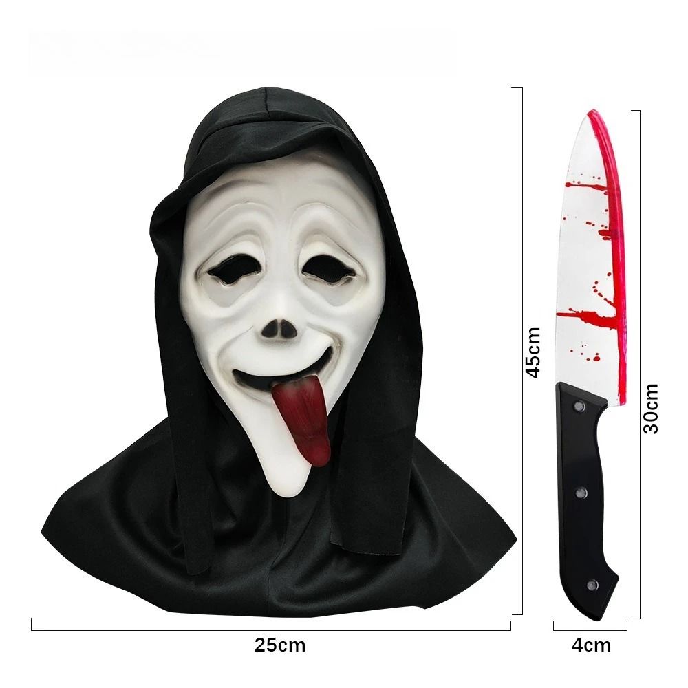 3pcs Halloween Costume Ghost Grim Reaper Screaming Cloak Black Cape ...