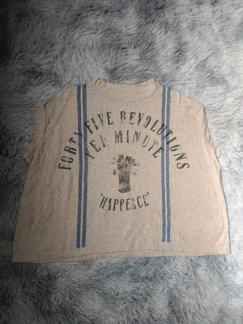 45r sack logo print knit camisole (Category: Others Tops) located in Quezon City. Submitted by tedthrift (Listing ID 1468732920, Image 2). Description: 45r japan brand excellent condition dimes 21/23.5 issue cut tag.