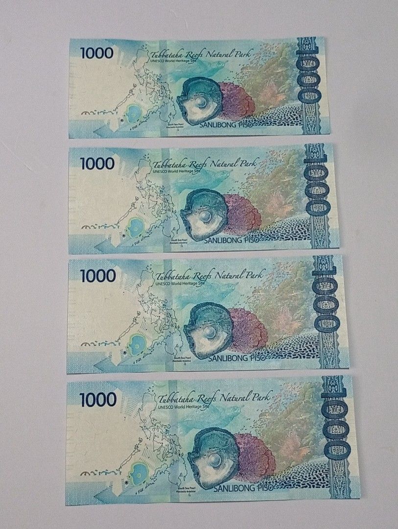 4pcs Consecutive Serial StarNotes 1000 Piso Bills (Category: Currency) located in Lipa City. Submitted by mark_collections (Listing ID 1468729963, Image 2). Description: 4pcs Consecutive Serial StarNotes 1000 Piso Bills Mode of Payment: Gcash.