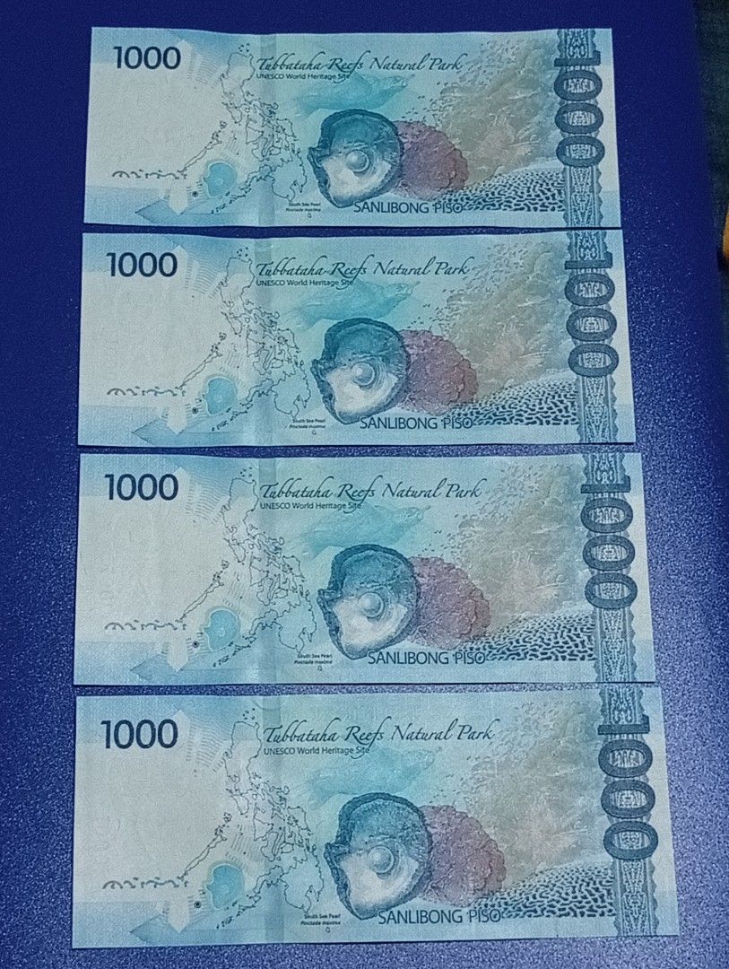4pcs Consecutive Serial StarNotes 1000 Piso Bills (Category: Currency) located in Lipa City. Submitted by mark_collections (Listing ID 1468777619, Image 2). Description: 4pcs Consecutive Serial StarNotes 1000 Piso Bills Mode of Payment: Gcash.