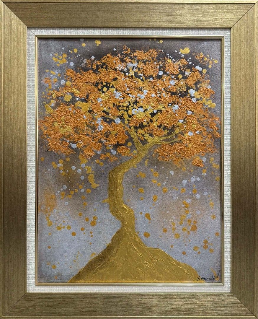 Abstract Painting "Rooted in Gold" (Category: Art & Prints) located in Quezon City. Submitted by obranitian (Listing ID 1468815594, Image 3). Description: Size: 24 x 18 inches (30 x 24" w/ frame) Acrylic paint with varnish finishing On stretched Canvas with gold frame With COA Ready to Display Pm me for details.
