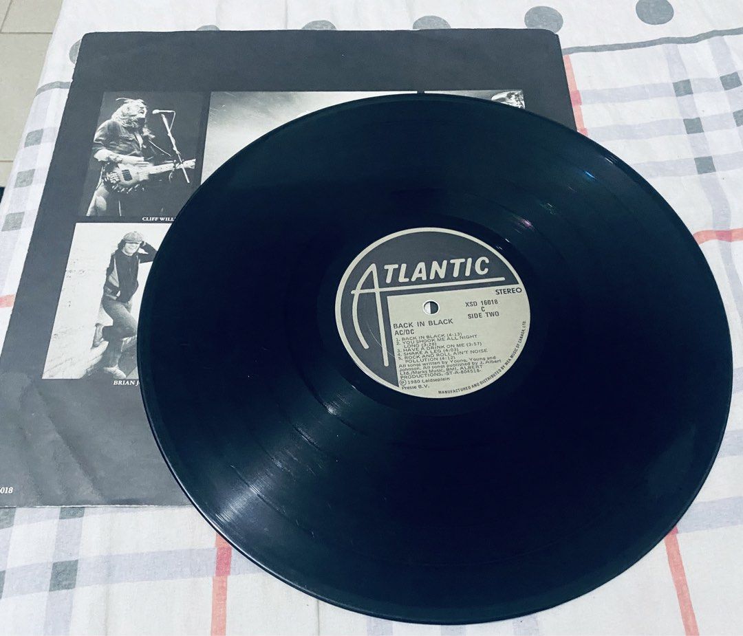 ACDC Back IN Black - Vinyl LP (Category: Vinyls) located in Angeles City. Submitted by lensongsong (Listing ID 1468924212, Image 2). Description: ACDC Back In Black - Vinyl LP Vinyl: VG+ to Excellent Embossed Cover 1970 Leidsleplein Atlantic Canada CSD-16018 Back in Black was an unprecedented commercial and critical success. It has sold an estimated 50 million copies worldwide, making it the second-best-selling album in music history. On 21 Augus