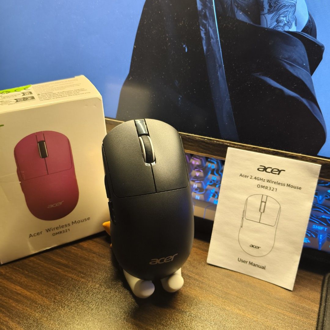 Acer 2.4GHz Wireless Mouse OMR321 (Category: Mouse & Mousepads) located in Las Pinas. Submitted by tempto (Listing ID 1468786208, Image 1). Description: - Model: Acer OMR321 2.4GHz Wireless Mouse - Color/Finish: Sleek matte black with ergonomic shape - Condition: Tested and working great, protective film still on bottom glide pads - Connectivity: Reliable wireless with USB receiver (conveniently stored inside the battery compartment) - Inclusions