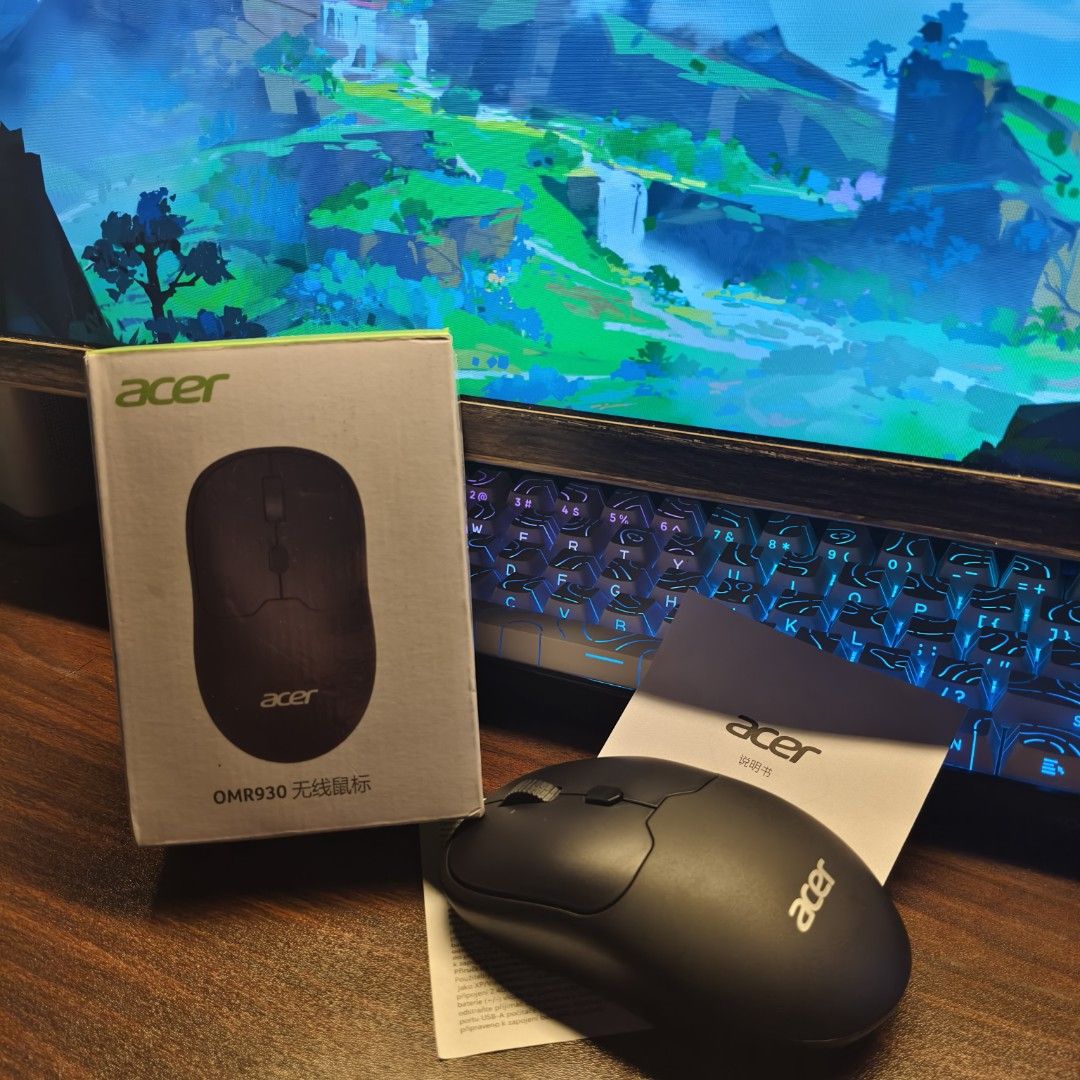 Acer OMR930 Wireless Mouse Black (Category: Mouse & Mousepads) located in Las Pinas. Submitted by tempto (Listing ID 1468786177, Image 1). Description: - Model: Acer OMR930 Wireless Mouse - Color: Matte Black - Condition: Excellent, clean surface with zero scratches or scuffs - Ergonomics: Comfortable shape with side thumb contours for all-day use - Functionality: Fully tested and working perfectly - Inclusions: Original box, user manual, and a p