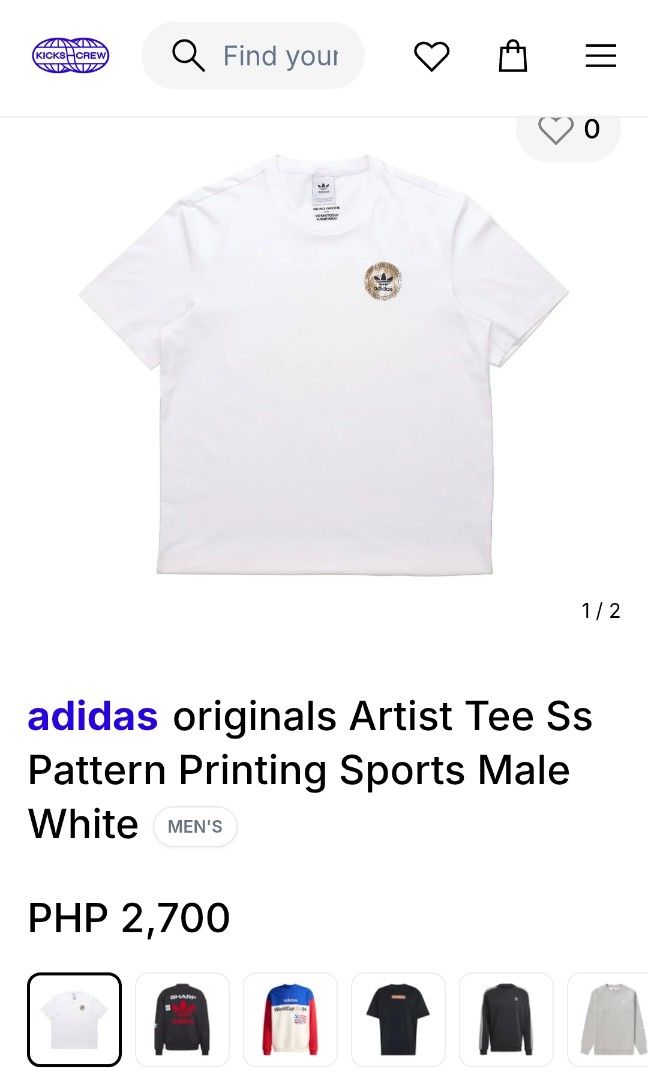 ADIDAS ARTIST TSHIRT (freeshipping) (Category: Tshirts & Polo Shirts ) located in Quezon City. Submitted by gyl-stop (Listing ID 1468841289, Image 2). Description: free shipping oversize 25 x 30.5 very good condi cr: 9.5/10 issue: cut neck tag, yellow dot stain sa baba ng logo sa likod.