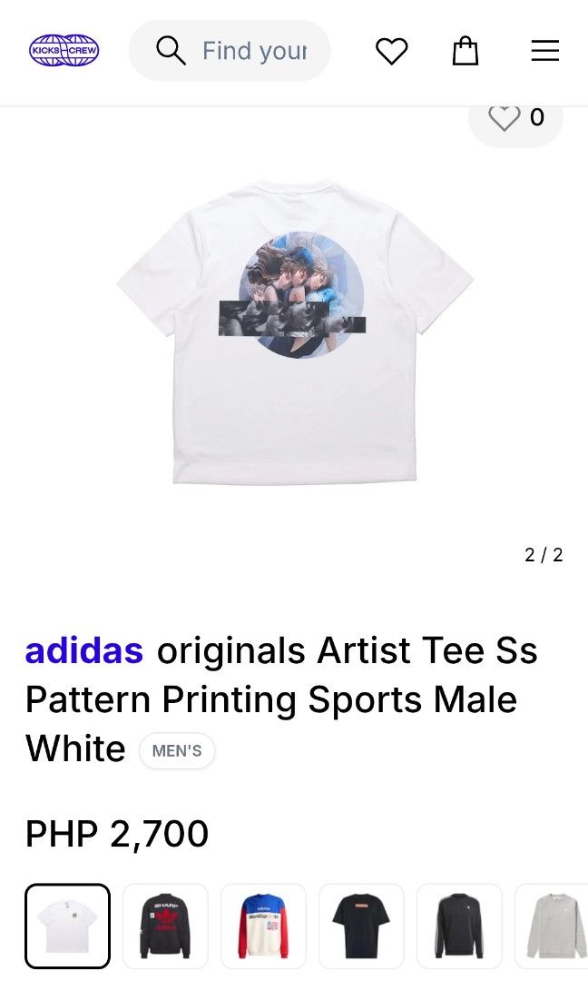ADIDAS ARTIST TSHIRT (freeshipping) (Category: Tshirts & Polo Shirts ) located in Quezon City. Submitted by gyl-stop (Listing ID 1468841289, Image 3). Description: free shipping oversize 25 x 30.5 very good condi cr: 9.5/10 issue: cut neck tag, yellow dot stain sa baba ng logo sa likod.