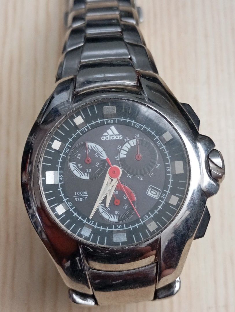 Adidas chronograph (Category: Men's Watches) located in Las Pinas. Submitted by quick_deals_great_finds2 (Listing ID 1468744332, Image 1). Description: Original good working condition Quartz chronograph with battery 40mm Fits wrist size 6.8 inches Fully functional.