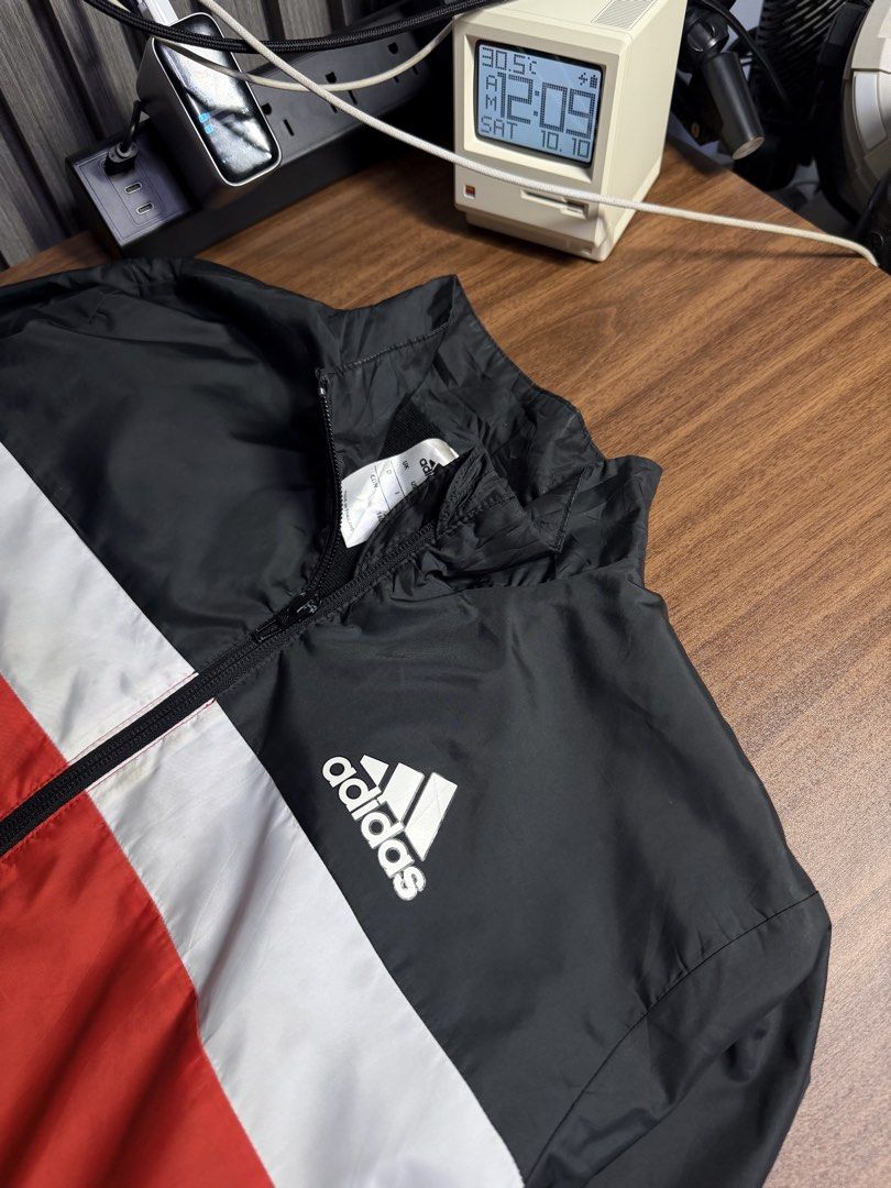 Adidas Climastorm Black Red White Windbreaker Jacket (Category: Coats, Jackets and Outerwear) located in San Rafael. Submitted by jeremybelza (Listing ID 1468927235, Image 3). Description: Adidas track jacket Small-M | L25.5 W20 Excellent condition No flaws 490 .
