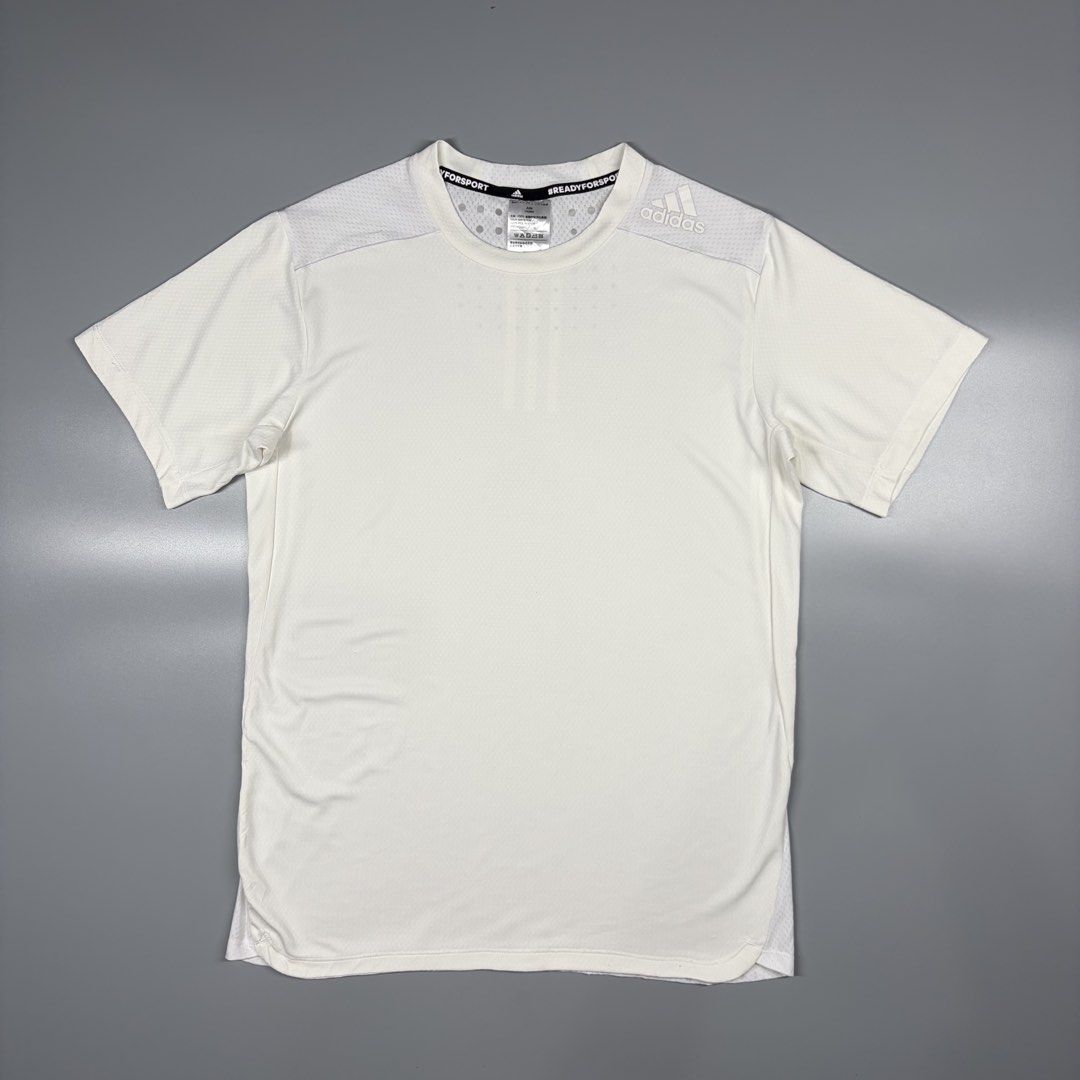 Adidas Designed 4 Training heat.rdy Shirt (Category: Activewear) located in Cavite. Submitted by onebeancent (Listing ID 1468912765, Image 3). Description: Size: Medium (Reflectorized Logo) Dimension: 19" Width | 27" Length Color: White Color Rate: 10/10 Issue: None Condition: Like new‼️ Price: 550php Additional Shipping Fee (J&T Small Pouch) 75php Luzon 100php visayas 120php mindanao.
