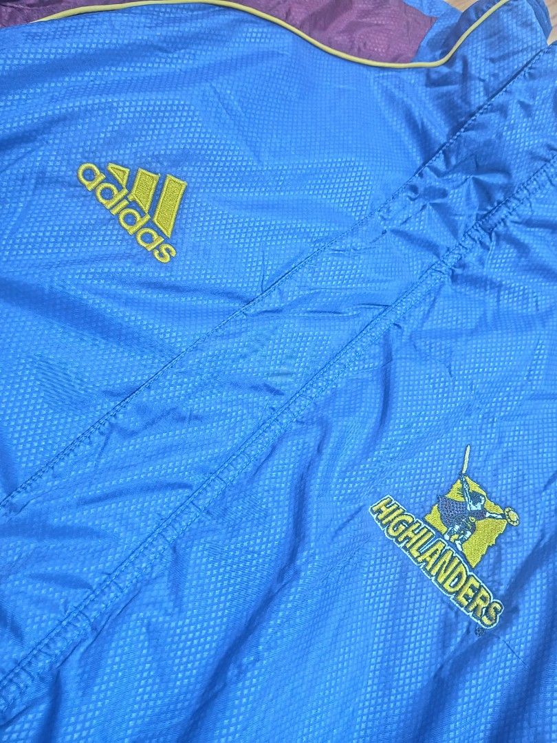Adidas Highlanders Rugby Blue Maroon Jacket (Category: Coats, Jackets and Outerwear) located in Manila. Submitted by thriftfliprepeat (Listing ID 1468807615, Image 2). Description: vintage Adidas Otago Highlanders rugby track or windbreaker jacket IN GOOD CONDI-EXCELLENT DIMES: 24/31-33 MINIMAL FLAW IS INCLUDED IN IMAGE .
