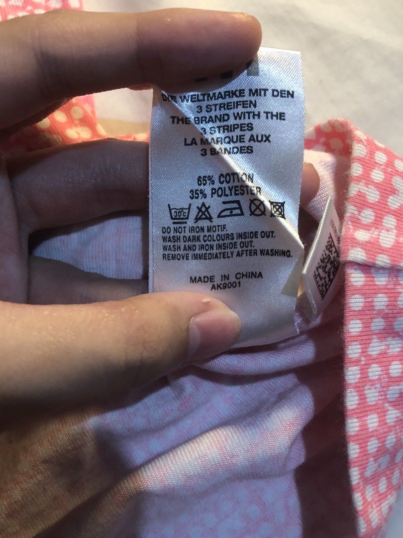 adidas pink halter top with polka dot pattern (Category: Sleeveless) located in Manila. Submitted by blehgnbao (Listing ID 1468767390, Image 3). Description: 🤍 from cavite area • only worn once • you tie this up yourself •unsure if auth sf covered by buyer :) lalamove delivery & gcash payment only. dm for more details!.