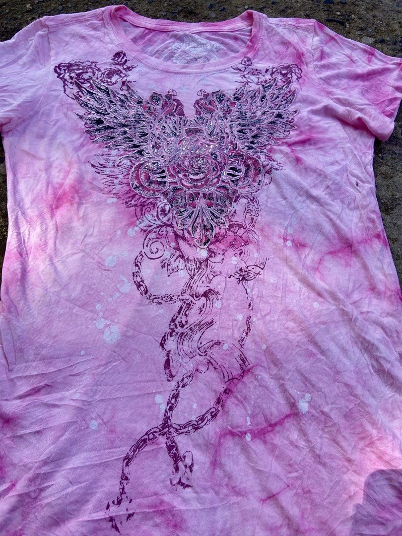 Affliction-style pink graphic top (Category: Shirts) located in Iligan City. Submitted by jenqumd030 (Listing ID 1468776126, Image 2). Description: .