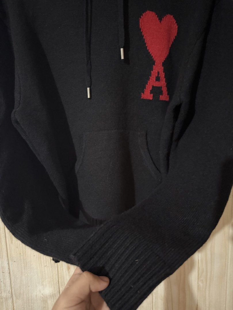 AMI Paris Wool Knitted Hoodie (Category: Hoodies) located in Pasay City. Submitted by miks_garciaaa (Listing ID 1468739990, Image 3). Description: Good As New Knitted Hoodie Complete Tags Size Small on tag Width - 23 inch Length 24 inch .
