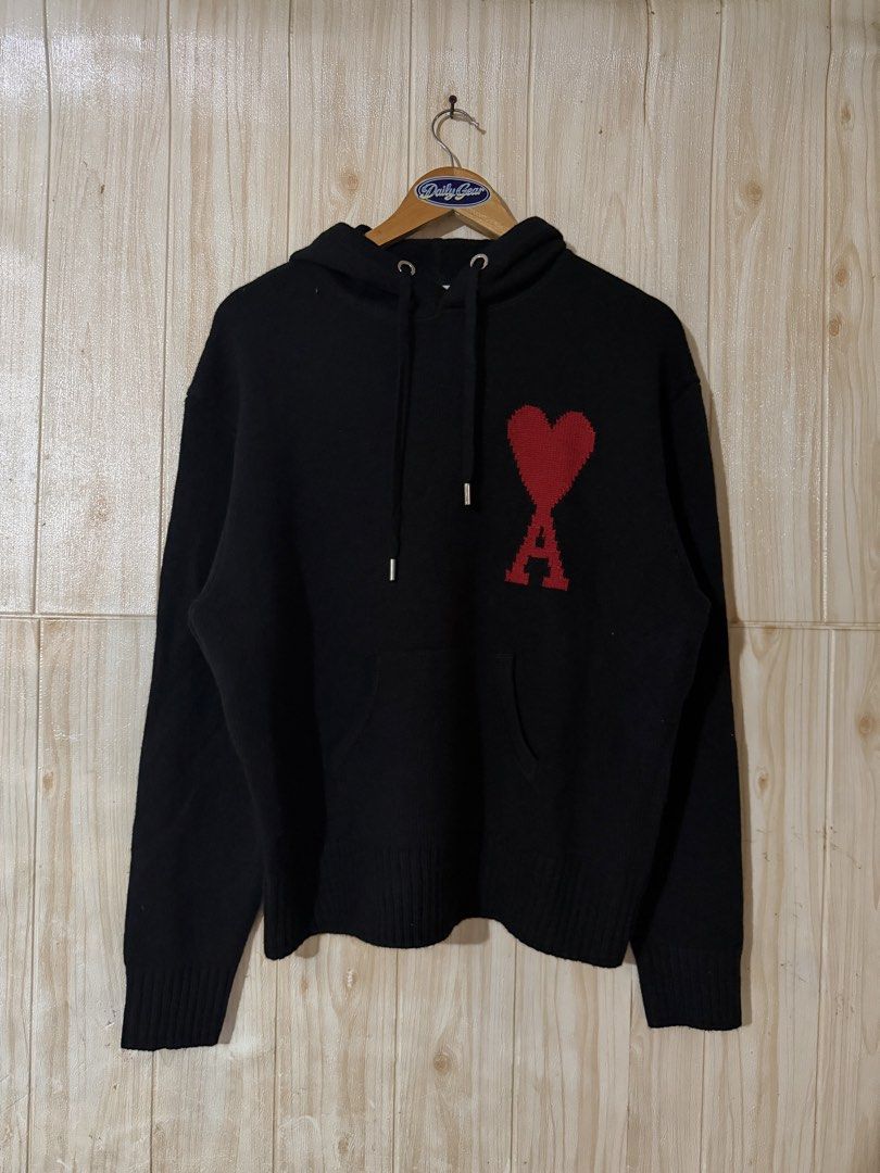 AMI Paris Wool Knitted Hoodie (Category: Hoodies) located in Pasay City. Submitted by miks_garciaaa (Listing ID 1468739990, Image 1). Description: Good As New Knitted Hoodie Complete Tags Size Small on tag Width - 23 inch Length 24 inch .