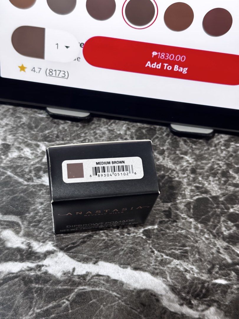 Anastasia Beverly Hills Dipbrow Pomade Medium Brown (Category: Makeup) located in Manila. Submitted by rustmakeupinc (Listing ID 1468826413, Image 2). Description: - Item: Anastasia Beverly Hills Dipbrow Pomade - Shade: Medium Brown - Size: Full size (4 grams / 0.14 oz) - Condition: Brand new, unopened box with glass pot - Formula: Waterproof, highly pigmented for easy filling and detailing - Reason for selling: Bought extra by mistake, clearing 