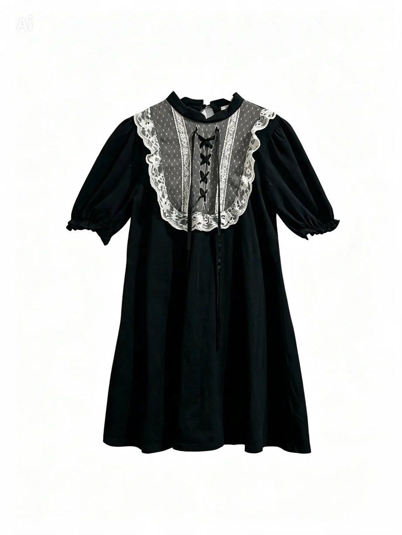 ANKL ROUGE (Category: Dresses) located in Davao. Submitted by sart0ria85 (Listing ID 1468906897, Image 1). Description: A black A cut dress with edwardian laces and ribbons on the breast part. 100%COTTON MADE IN CHINA 🇨🇳 MEDIUM . Size 6 EXCELLENT CONDITION (90/100).