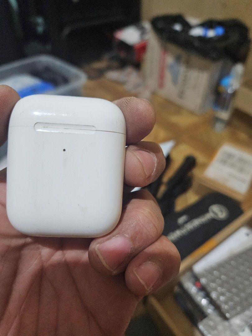 Apple AirPods with charging case and Nike case (Category: Earphones) located in Quezon City. Submitted by kizuke (Listing ID 1468904025, Image 2). Description: - Authentic Apple AirPods with charging case - Fully tested and working great - Includes a clear protective case with custom Nike graphic - Normal scuffs and wear from daily pocket carry - Battery still holds a decent charge - Thoroughly cleaned and sanitized - Ready for the next owner - g